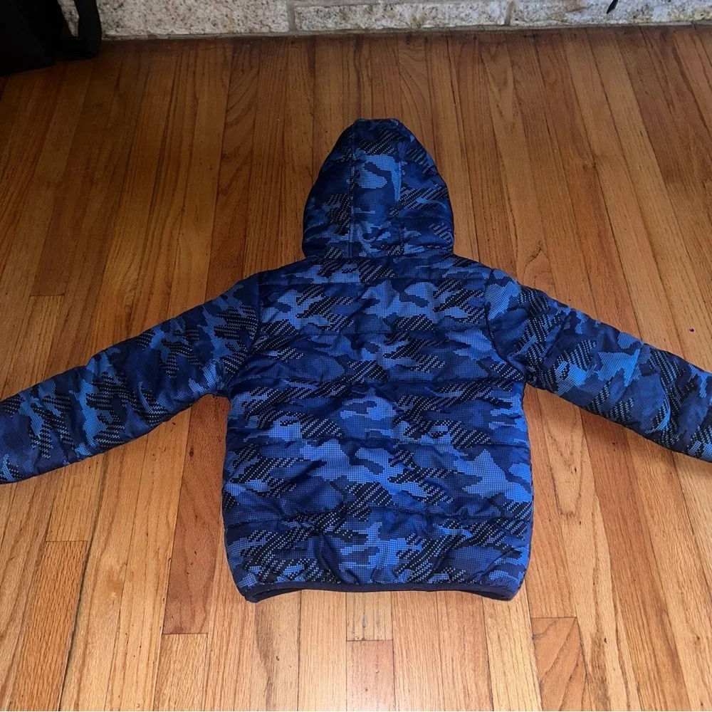 Stylish Blue Camouflage Kids Puffer Jacket